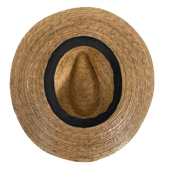 Handwoven Straw Fedora Hat Black Band Breathable Ventilation Wide Brim Lightweig - Picture 6 of 6